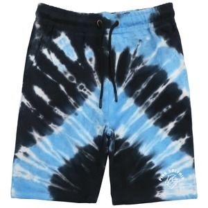 Pink Dolphin Men's Tie Dye Waves Script Logo Fleece Sweat Shorts - Blue